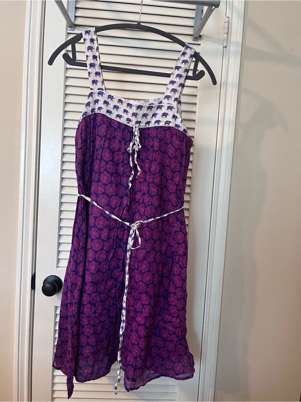 Heihei from Anthropologie Purple Print Sundress with Elephant-Trim Straps